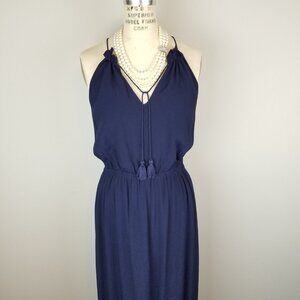 Madewell Navy Blue Tassel Tie Front Maxi Length Sleeveless Dress * Ladies Size 8
